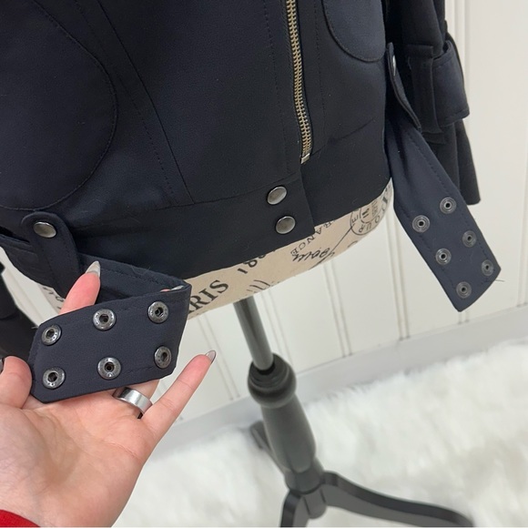 French Connection Black Moto/ Bomber Jacket Size 4 - Picture 4 of 7